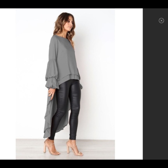 Gray Dip Hem Blouse - Picture 3 of 4